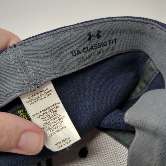Under Armour Fitted Baseball Cap Blue XL Embroidered Vented Holes Classic Fit - Picture 9 of 9